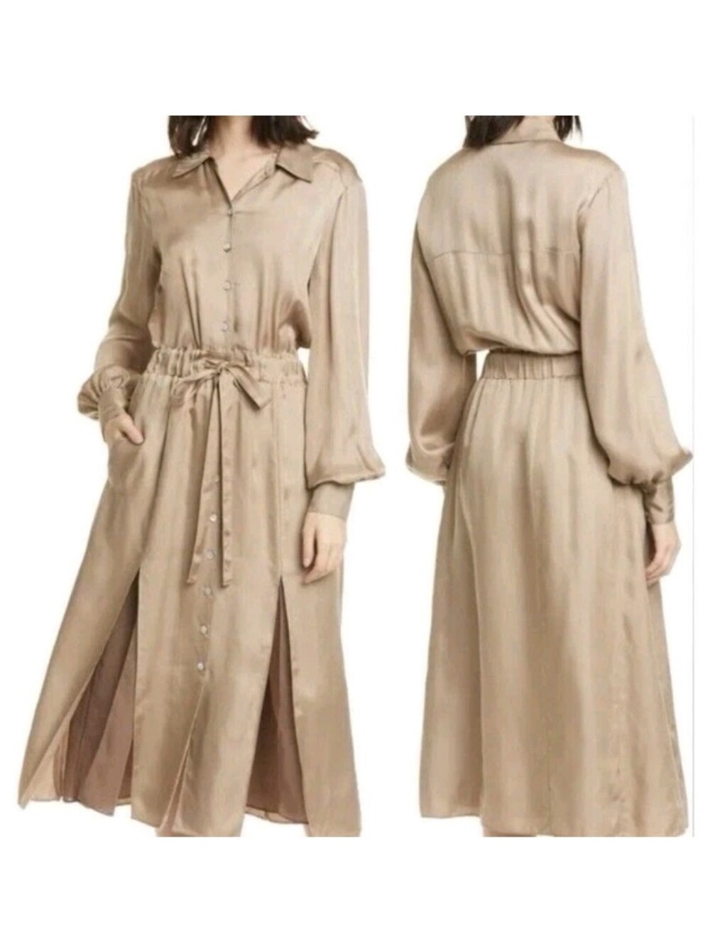 NWT Cinq a Sept 5 a 7 Joyce Button Front Shirt Dress Pockets Pewter Size 6
